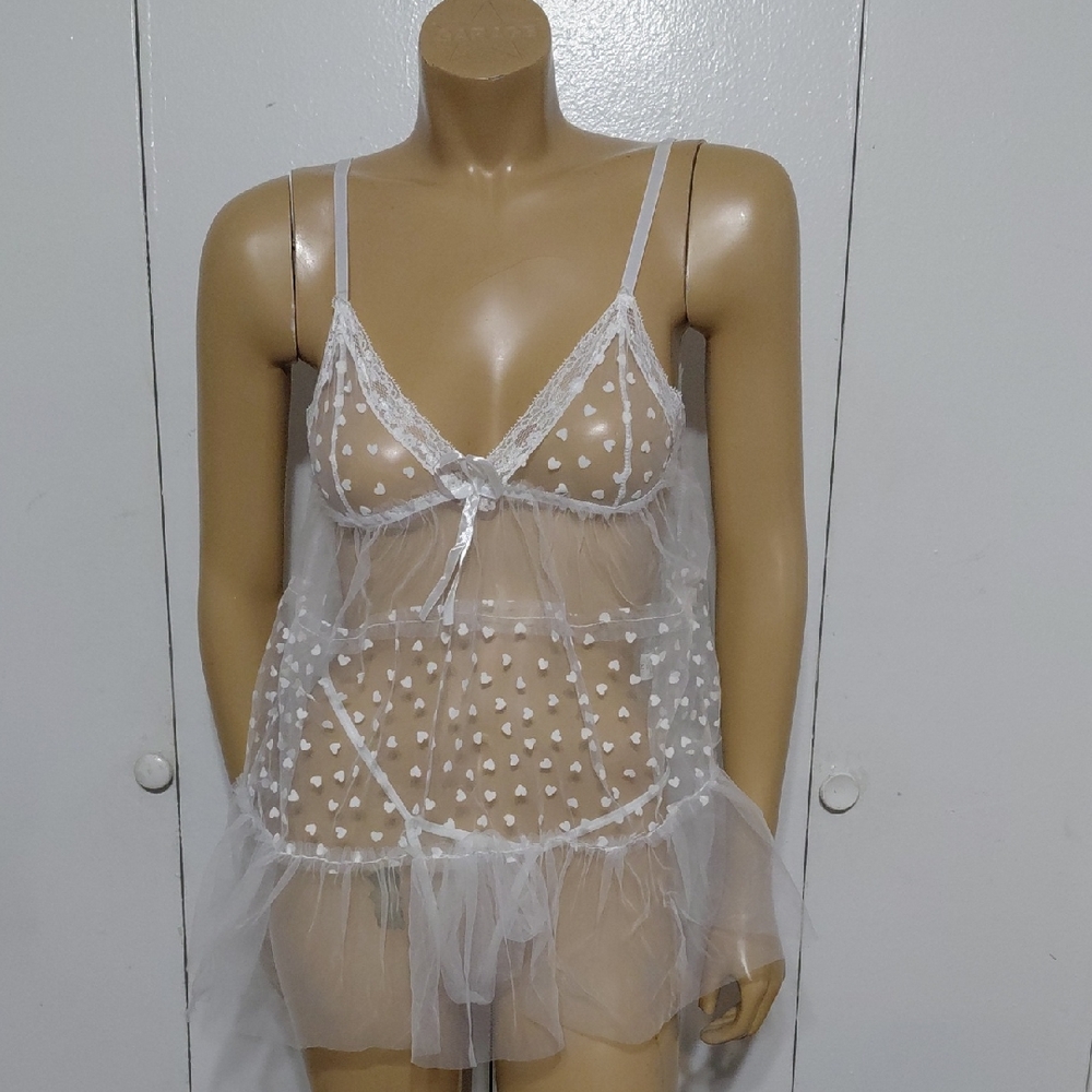 🔥♻️ Sheer White Heart Chemise